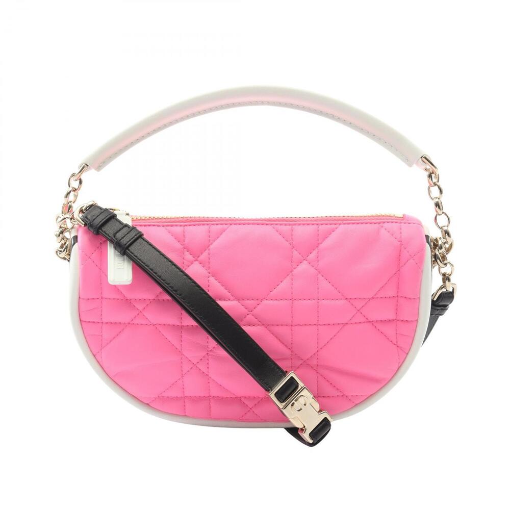 Dior VIBE Hobo Cannage Shoulder Bag Leather Pink White